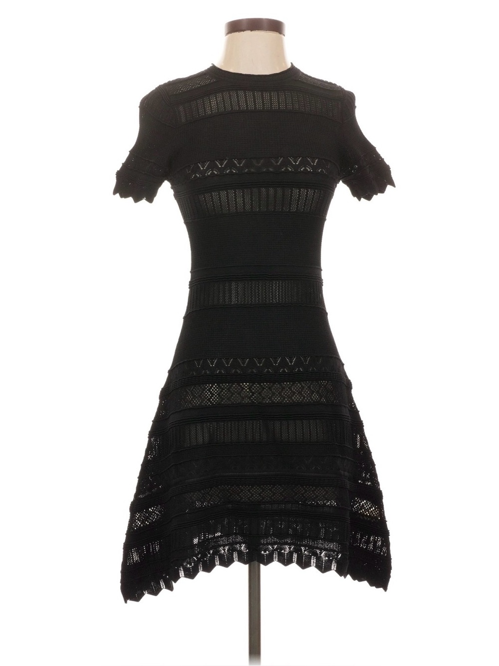 Alexis Black Knit Lace Mini Dress XS